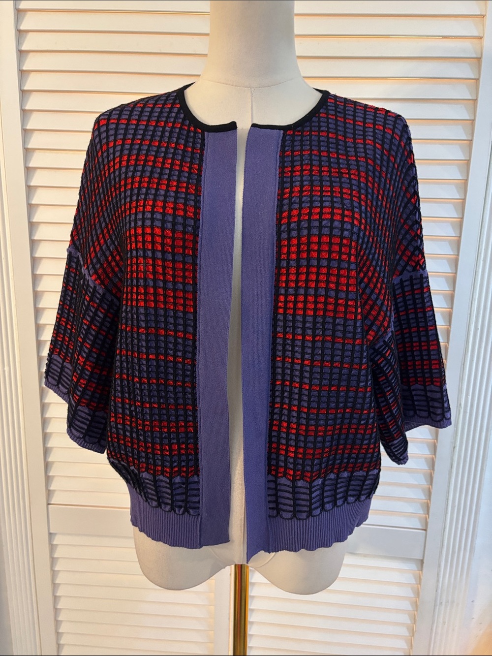 M by Missoni Open Knit Cardigan in Purple and Red, M